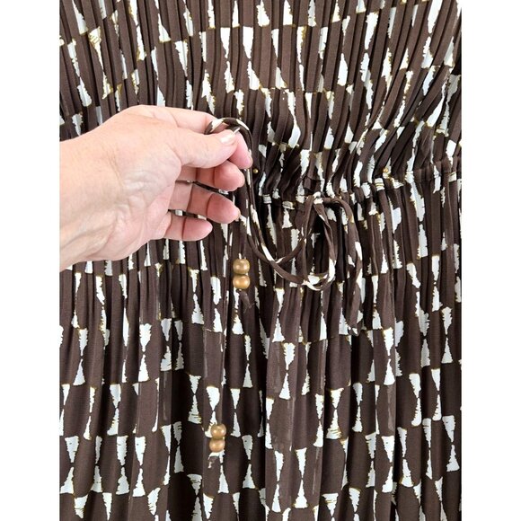 Jumper Dress Brown White Maxi 8/20 Avenue Geometric Tribal Print African Party - Picture 4 of 15